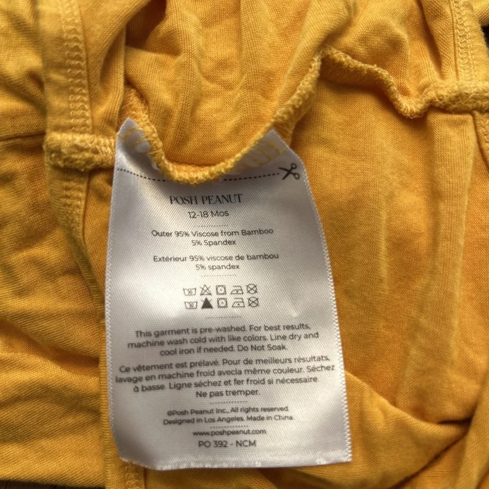 Posh Peanut 12 - 18 Months Girls Top Shirt Longsleeve Yellow Collared Preppy (4)